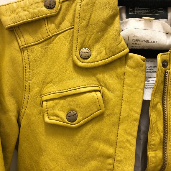 Current/Elliot Leather Moto - Yellow/Olive - Size 0 - Picture 4 of 7
